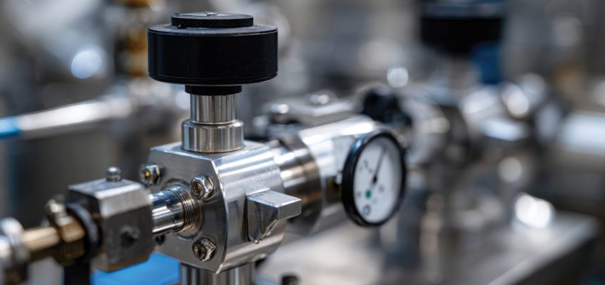 Extreme macro photograph of nuclear facility instrumentation including temperature sensors and pressure valves mounted on polished steel equipment captured with high precision macro photography using a professional camera and macro lens --ar 3:2 --raw --profile zgzggkm --stylize 110 --v 7 Job ID: 848cc582-a475-4994-b165-45d835d399b9